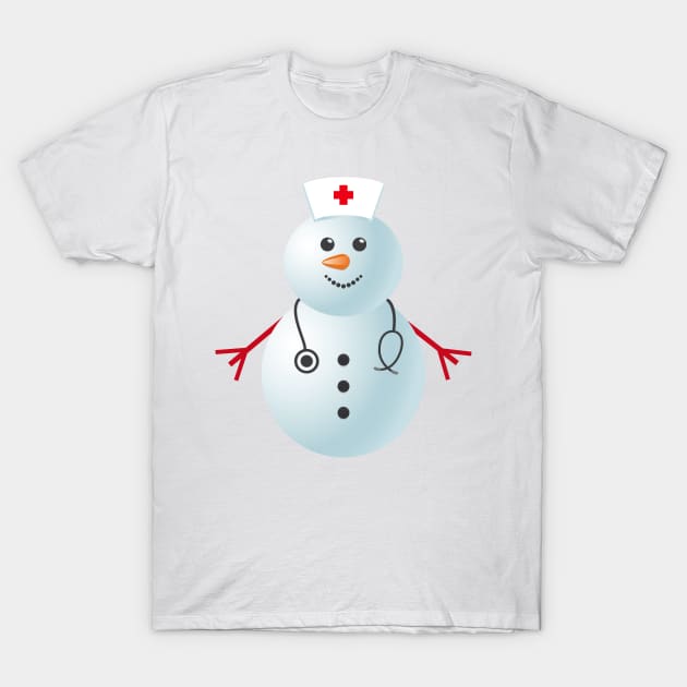 Nurse Snowman Christmas T-Shirt by Skylane